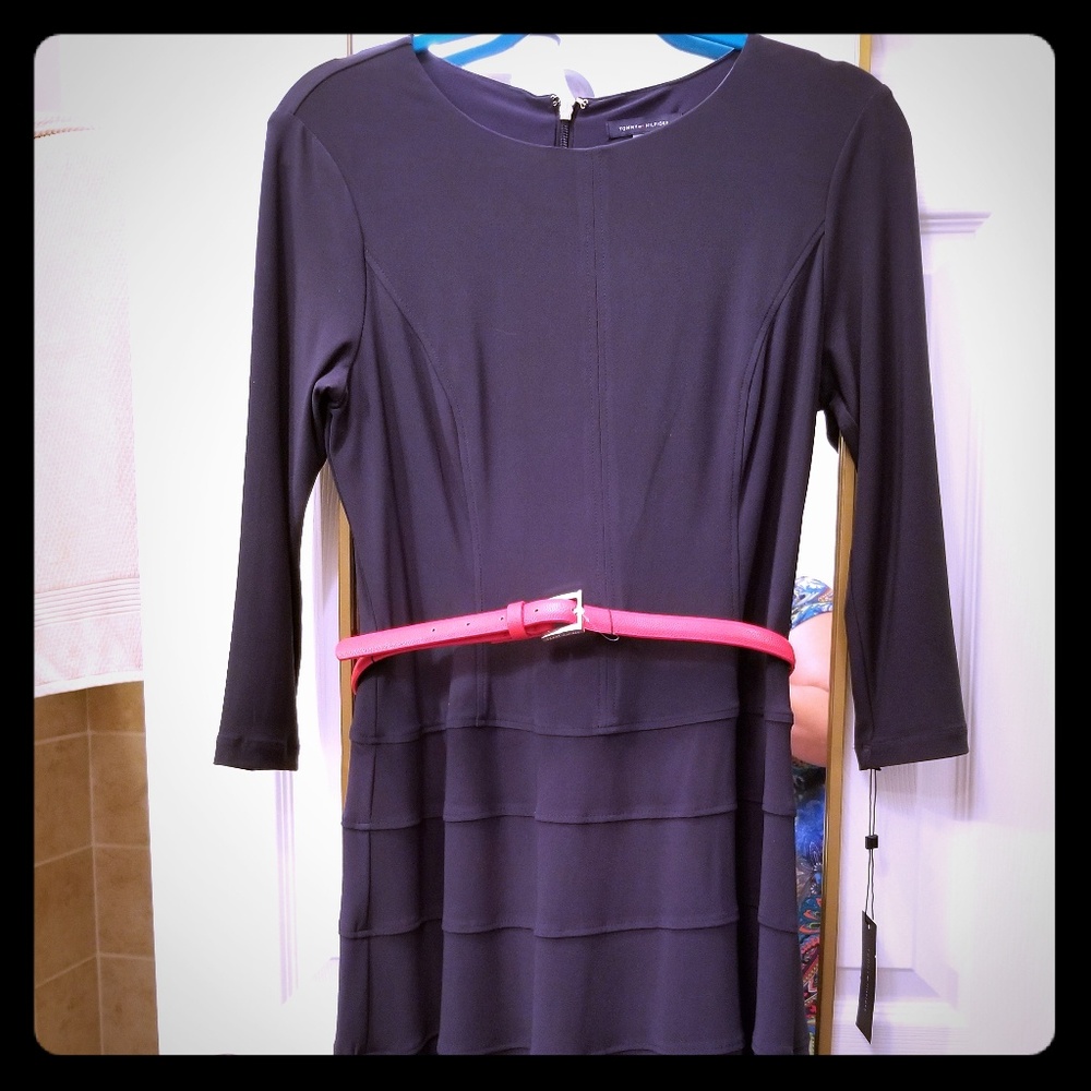 Tommy Hilfiger Navy dress with red belt